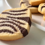 Patterned egg-free marble butter cookies with chocolate and vanilla swirls